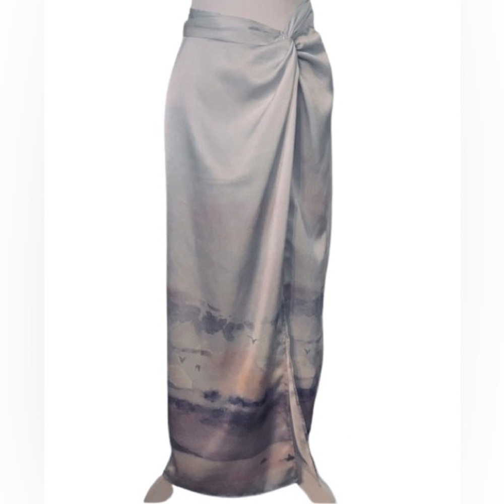 Beach Scene Skirt Maxi Rachel Zoe Medium Blue Skirt Ocean Beach Skirt Birds